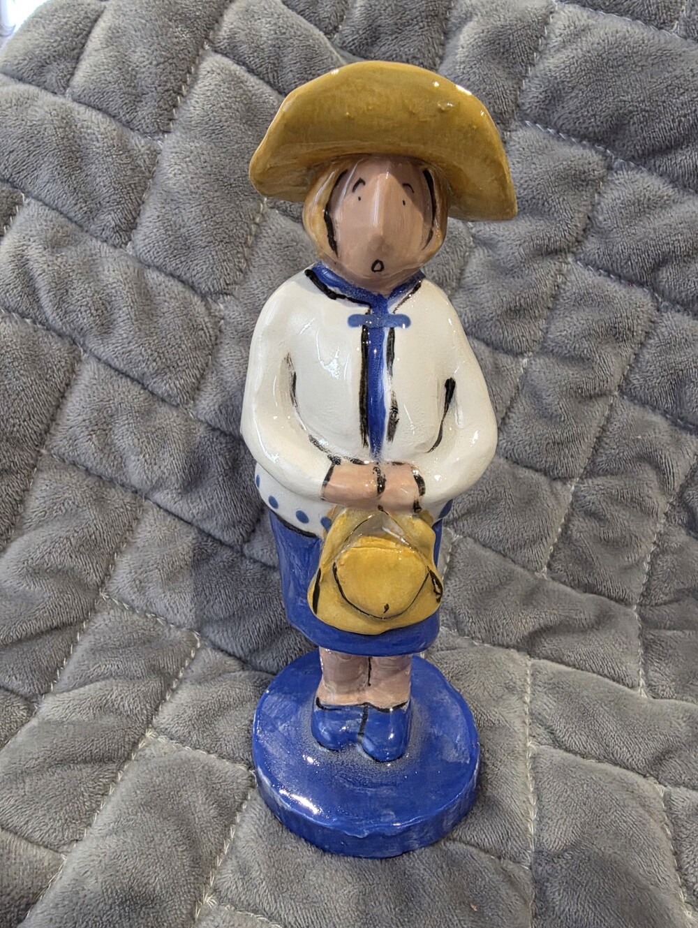 Vintage Woman W/HAT SUIT & PURSE Stoneware Figurine Signed Elizabeth Richter